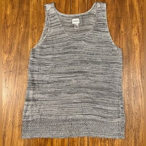 Chico’s Metallic Knit Sweater Tank Top- Grey/Silver- Size 3